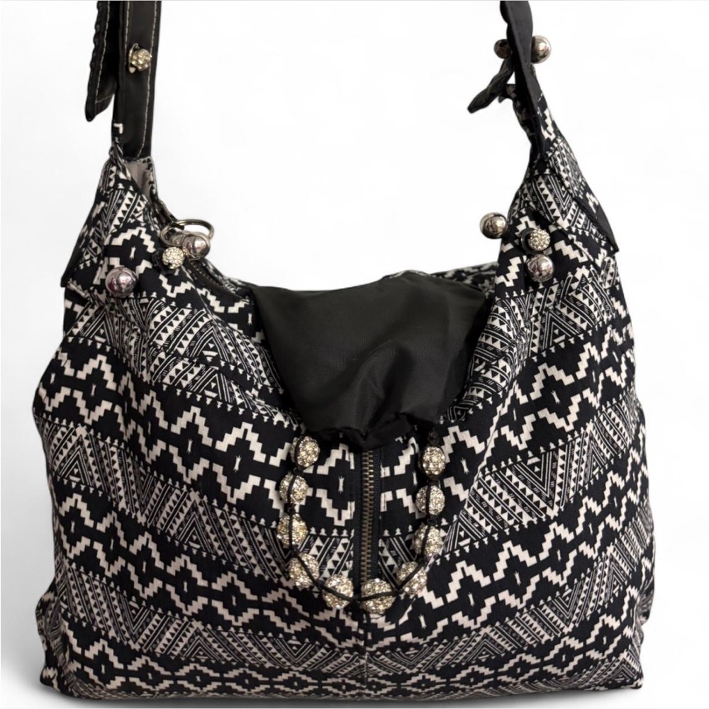 Black and White Patterned Women's Bag